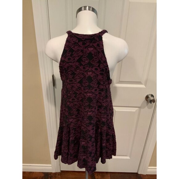 Free People Purple & Black Textured Trapeze Dress W/ Pockets, Size M - Picture 4 of 5